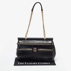Roberto Cavalli Black Leather Diva Top Handle Bag