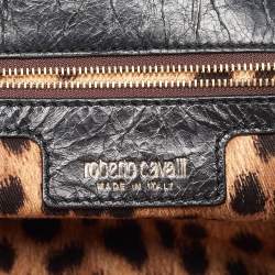 Roberto Cavalli Black Leather Diva Top Handle Bag