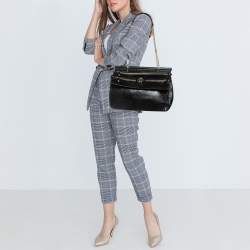 Roberto Cavalli Black Leather Diva Top Handle Bag