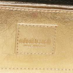 Pre Owned Roberto Cavalli Black Suede Studded Long Chain Clutch