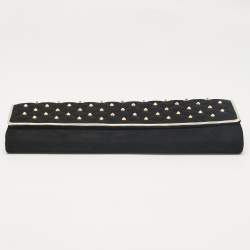 Pre Owned Roberto Cavalli Black Suede Studded Long Chain Clutch