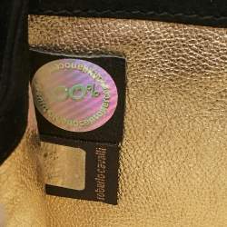 Pre Owned Roberto Cavalli Black Suede Studded Long Chain Clutch