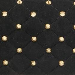 Pre Owned Roberto Cavalli Black Suede Studded Long Chain Clutch