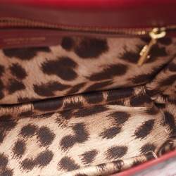 Roberto Cavalli Red Water Snakeskin Flap Top Handle Bag