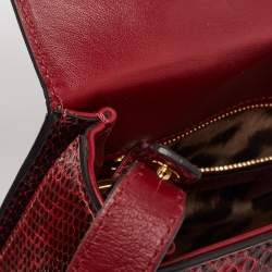 Roberto Cavalli Red Water Snakeskin Flap Top Handle Bag