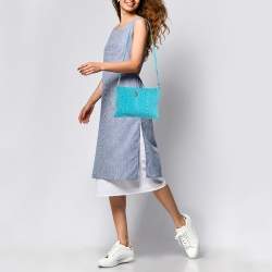 Pre Owned Roberto Cavalli Blue Python Shoulder Bag