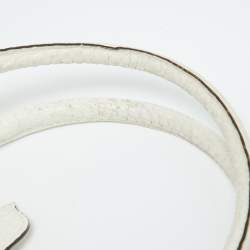 Roberto Cavalli White/Gold Croc Embossed Leather and Snakeskin Satchel