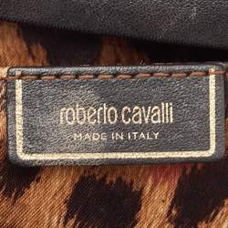 Roberto Cavalli Multicolor Snakeskin Frame Wristlet Chain Clutch