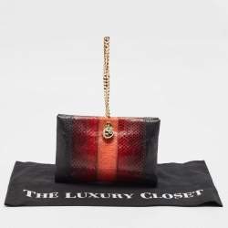 Roberto Cavalli Multicolor Snakeskin Frame Wristlet Chain Clutch
