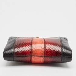 Roberto Cavalli Multicolor Snakeskin Frame Wristlet Chain Clutch
