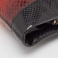 Roberto Cavalli Multicolor Snakeskin Frame Wristlet Chain Clutch