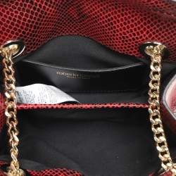 Pre Owned Roberto Cavalli Burgundy/Black Python Embossed Leather Chain Shoulder Bag