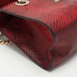 Pre Owned Roberto Cavalli Burgundy/Black Python Embossed Leather Chain Shoulder Bag