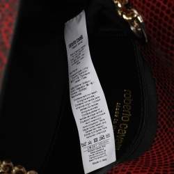 Pre Owned Roberto Cavalli Burgundy/Black Python Embossed Leather Chain Shoulder Bag