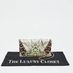Roberto Cavalli Multicolor Printed Fabric Chain Clutch