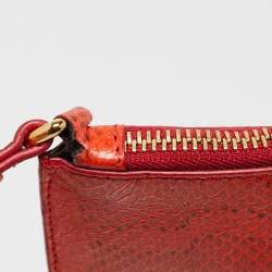 Pre Owned Roberto Cavalli Orange Watersnake Leather Slim Clutch Bag