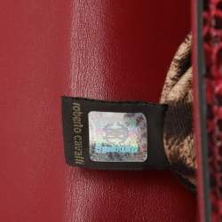 Roberto Cavalli Burgundy/Black Watersnake Top Handle Bag