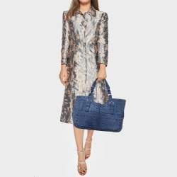 Pre Owned Roberto Cavalli Blue Suede Pebble Studded Tote