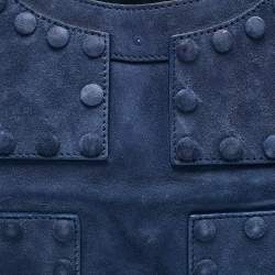 Pre Owned Roberto Cavalli Blue Suede Pebble Studded Tote