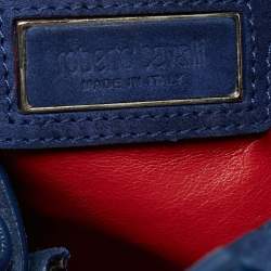 Pre Owned Roberto Cavalli Blue Suede Pebble Studded Tote