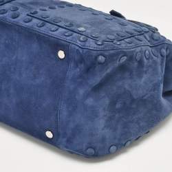 Pre Owned Roberto Cavalli Blue Suede Pebble Studded Tote