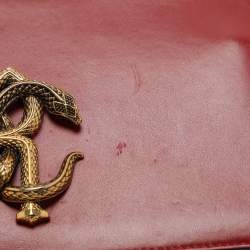 Roberto Cavalli Red Leather RC Monogram Flap Chain Bag
