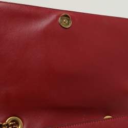 Roberto Cavalli Red Leather RC Monogram Flap Chain Bag