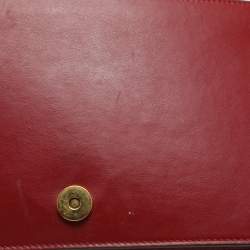 Roberto Cavalli Red Leather RC Monogram Flap Chain Bag