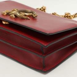 Roberto Cavalli Red Leather RC Monogram Flap Chain Bag