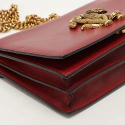 Roberto Cavalli Red Leather RC Monogram Flap Chain Bag