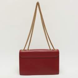Roberto Cavalli Red Leather RC Monogram Flap Chain Bag