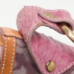 Pre Owned Roberto Cavalli Multicolor Python and Canvas Tassel Shoulder Bag