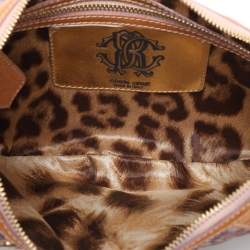 Pre Owned Roberto Cavalli Multicolor Python and Canvas Tassel Shoulder Bag