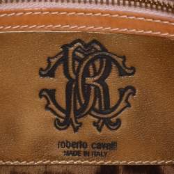 Pre Owned Roberto Cavalli Multicolor Python and Canvas Tassel Shoulder Bag