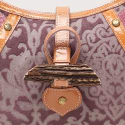 Pre Owned Roberto Cavalli Multicolor Python and Canvas Tassel Shoulder Bag