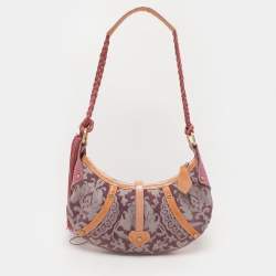 Pre Owned Roberto Cavalli Multicolor Python and Canvas Tassel Shoulder Bag