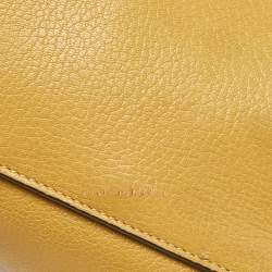 Roberto Cavalli Yellow Leather and Python Lion Logo Tote