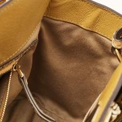 Roberto Cavalli Yellow Leather and Python Lion Logo Tote