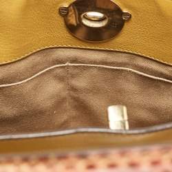 Roberto Cavalli Yellow Leather and Python Lion Logo Tote
