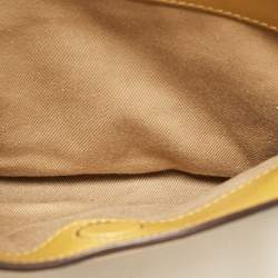 Roberto Cavalli Yellow Leather and Python Lion Logo Tote