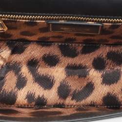 Roberto Cavalli Black Leather Chain Clutch