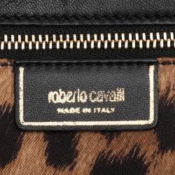 Roberto Cavalli Black Leather Chain Clutch