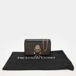 Roberto Cavalli Black Leather Chain Clutch