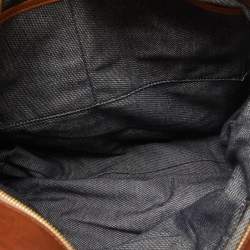 Roberto Cavalli Brown Leopard Print Straw and Leather Front Zip Tote