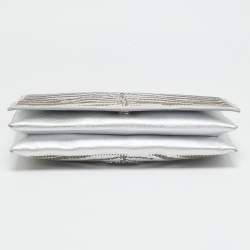 Roberto Cavalli Silver Perforated Zebra Effect Leather Chain Flap Clutch