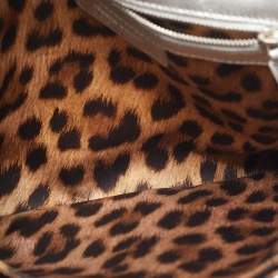 Roberto Cavalli Silver Perforated Zebra Effect Leather Chain Flap Clutch
