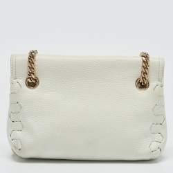 Roberto Cavalli White Leather Chain Shoulder Bag