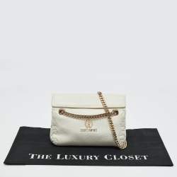 Roberto Cavalli White Leather Chain Shoulder Bag