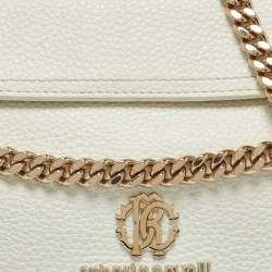 Roberto Cavalli White Leather Chain Shoulder Bag