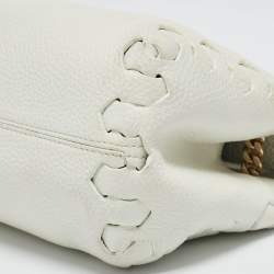 Roberto Cavalli White Leather Chain Shoulder Bag